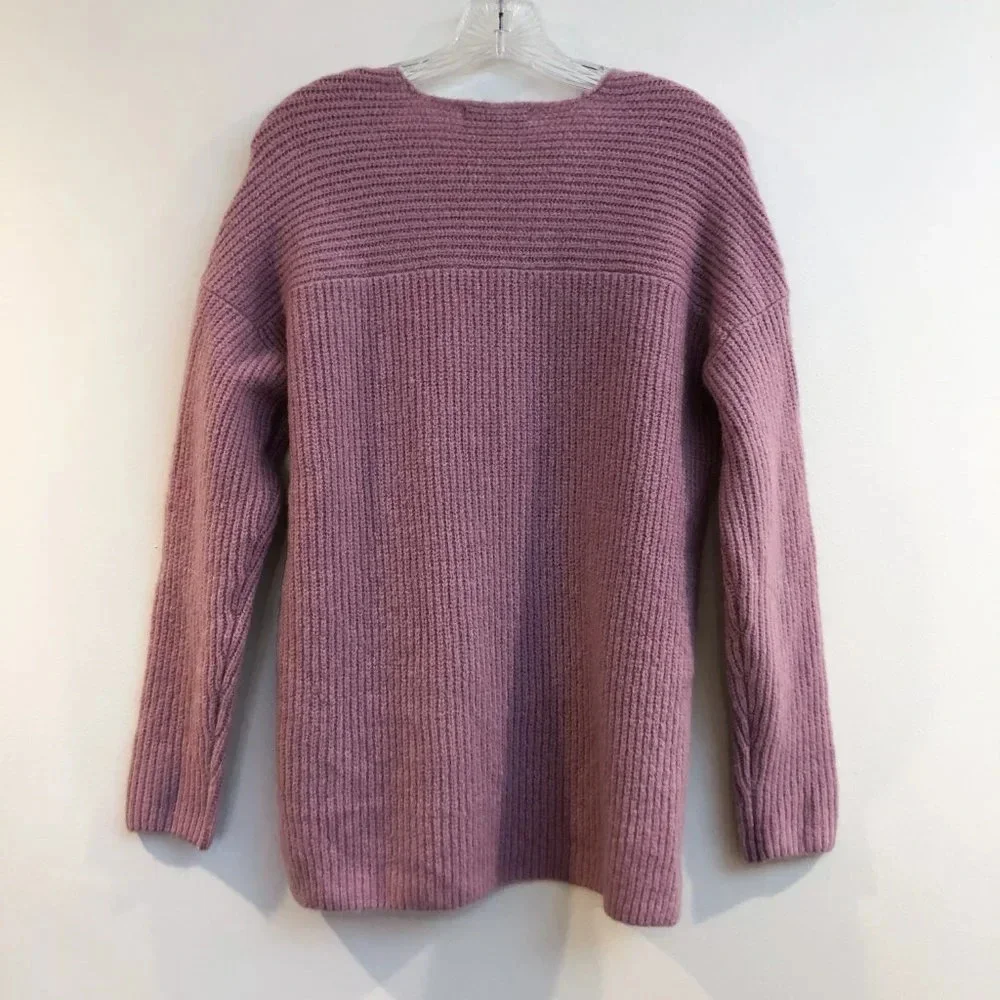 Moussy Pink V Neck Knit Designer Classic Pullover Jumper Sweater Women's OS